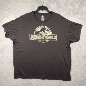 Jurassic World Shirt Mens 3XL Graphic Tee Gray Dinosaur Movie Black Camo‎